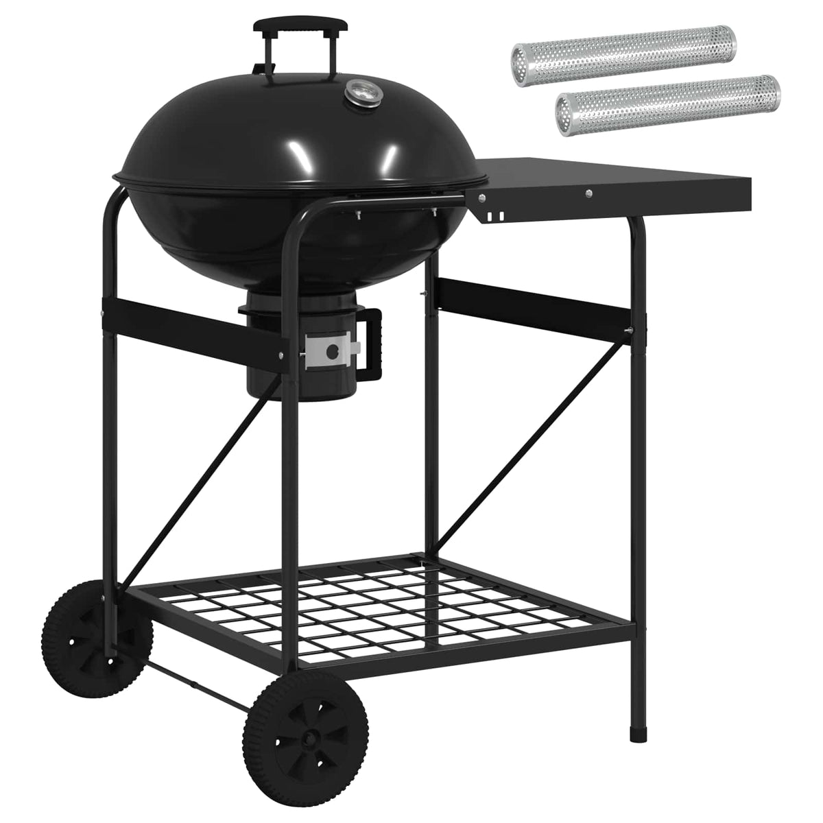 Holzkohlegrill mit Räuchertuben 91 x 71 x 107 cm Stahl Schwarz