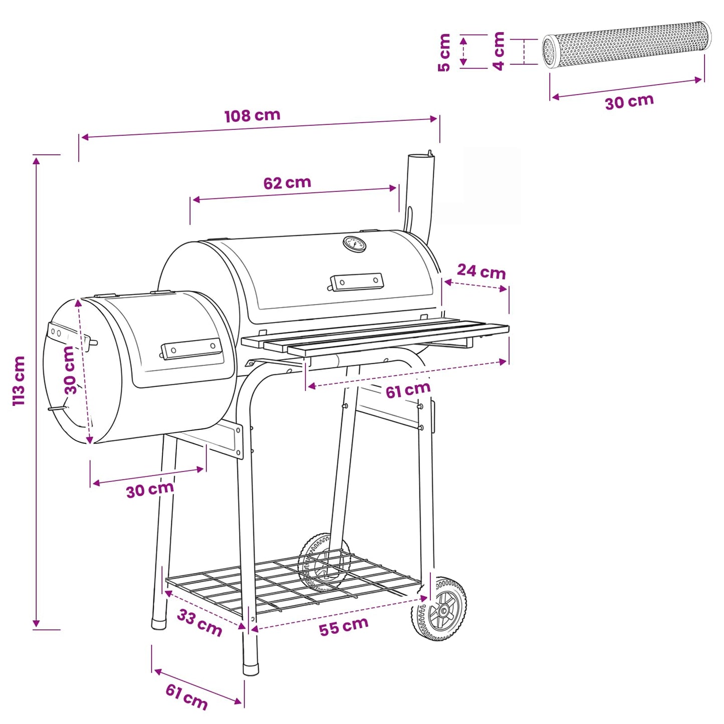 Outdoor Grill 103 x 60 x 113 cm Stahl Schwarz