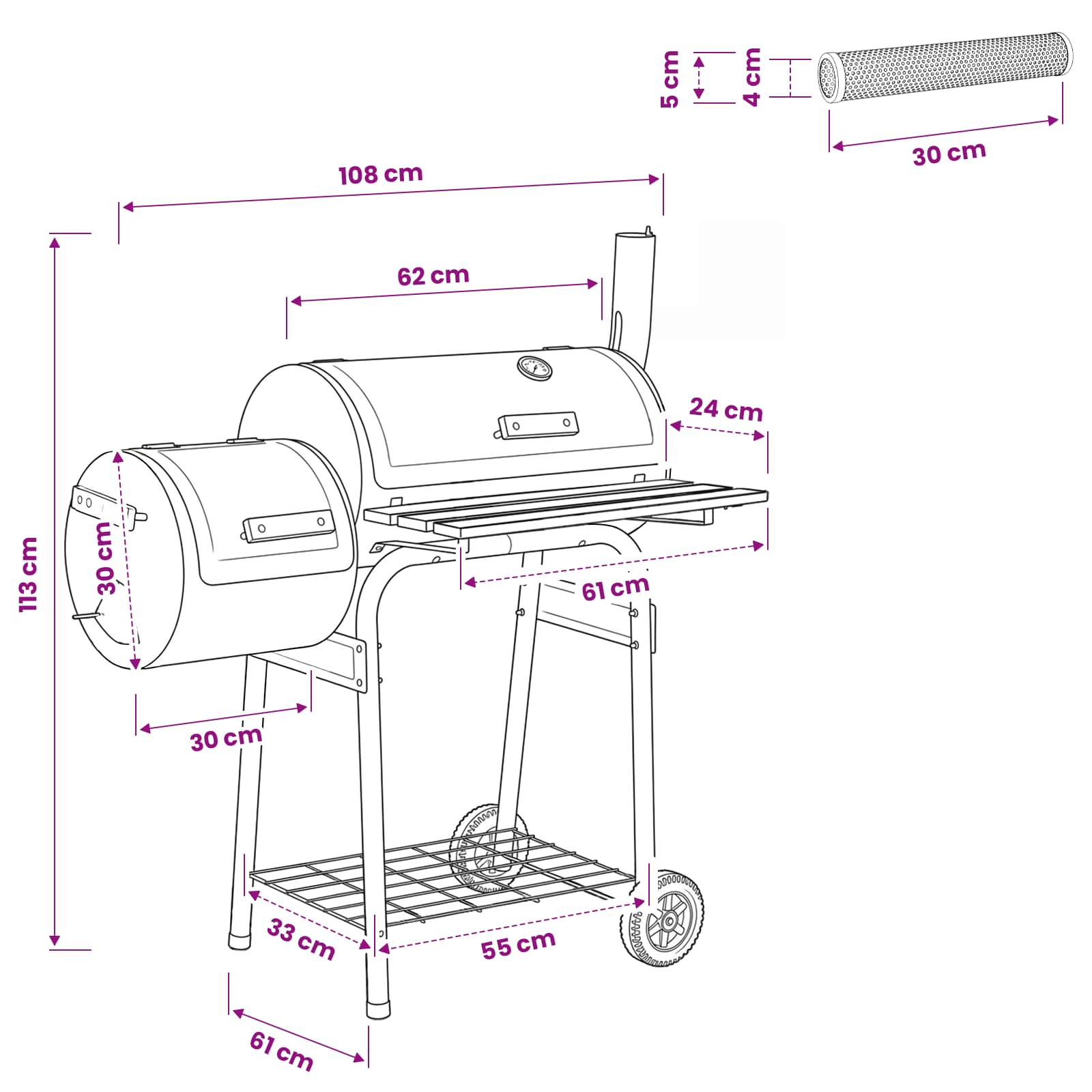 Outdoor Grill 103 x 60 x 113 cm Stahl Schwarz