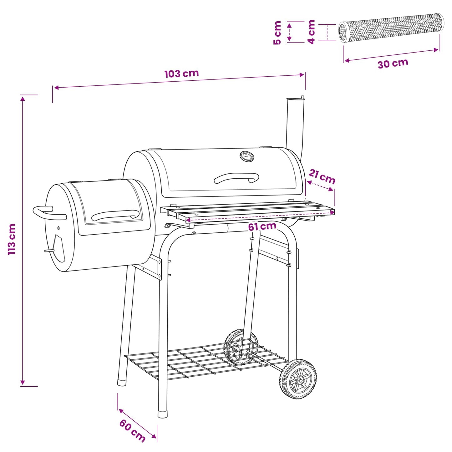 Outdoor Grill 103 x 60 x 113 cm Stahl Schwarz