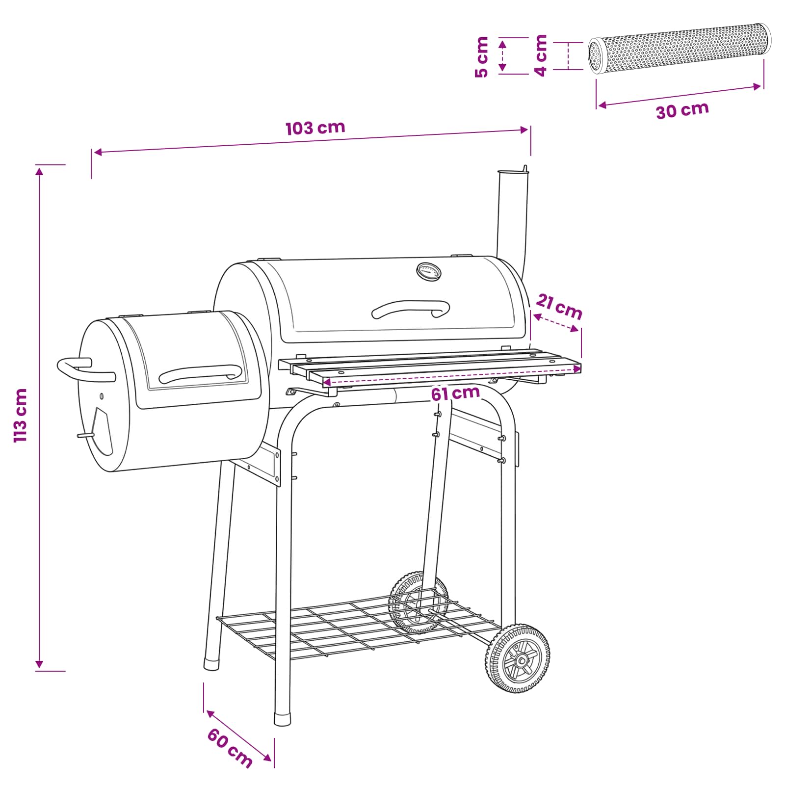 Outdoor Grill 103 x 60 x 113 cm Stahl Schwarz