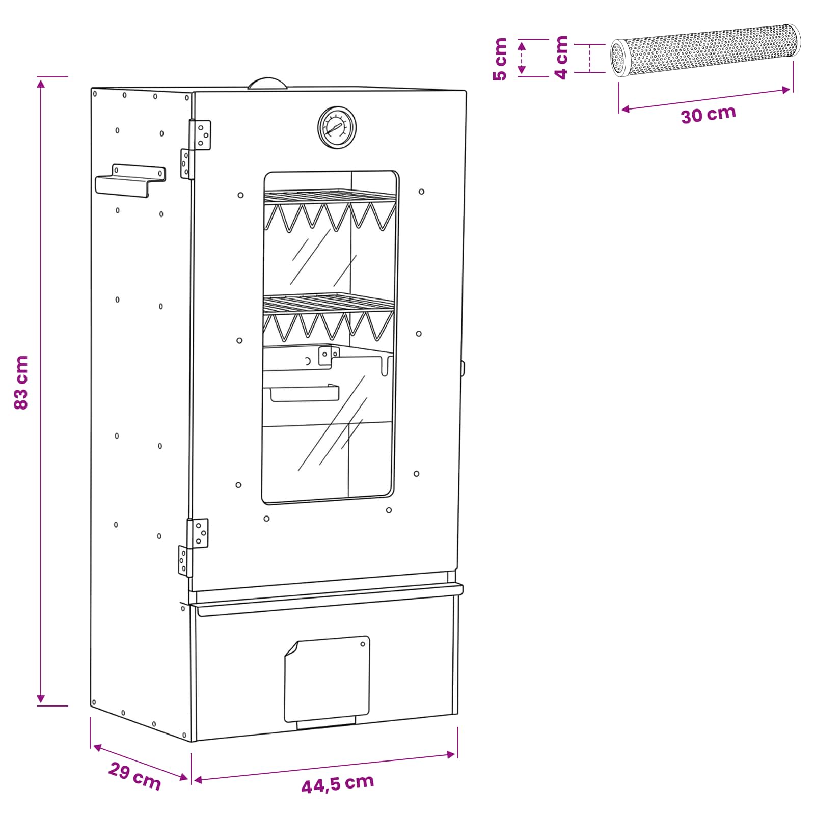 Cold Smoker mit Rauchtube 44,5 x 29 x 83 cm Verzinkter Stahl