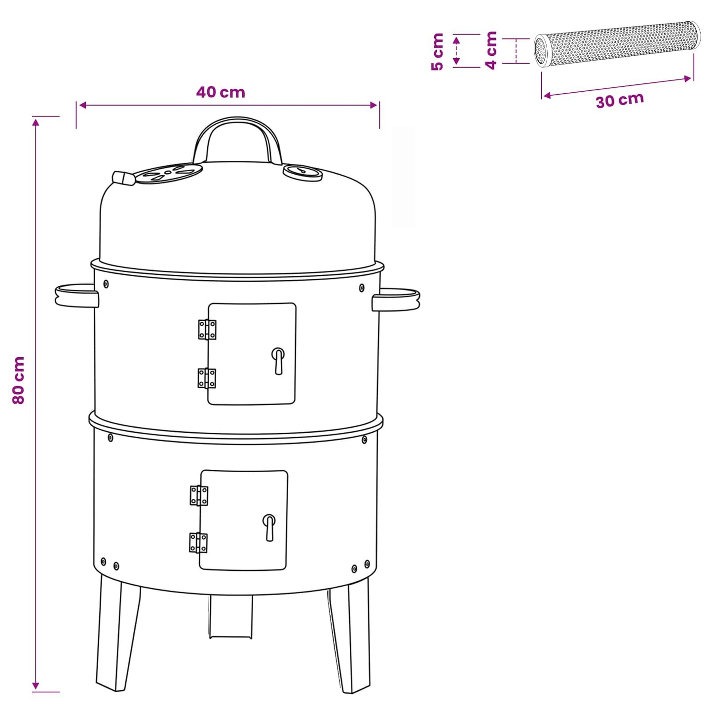 Outdoor Grill Ø 40 x 80 cm Stahl Schwarz