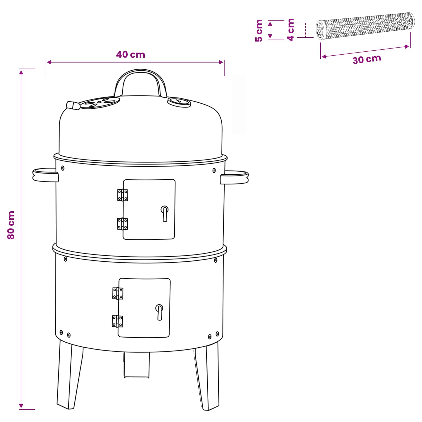 Outdoor Grill Ø 40 x 80 cm Stahl Schwarz