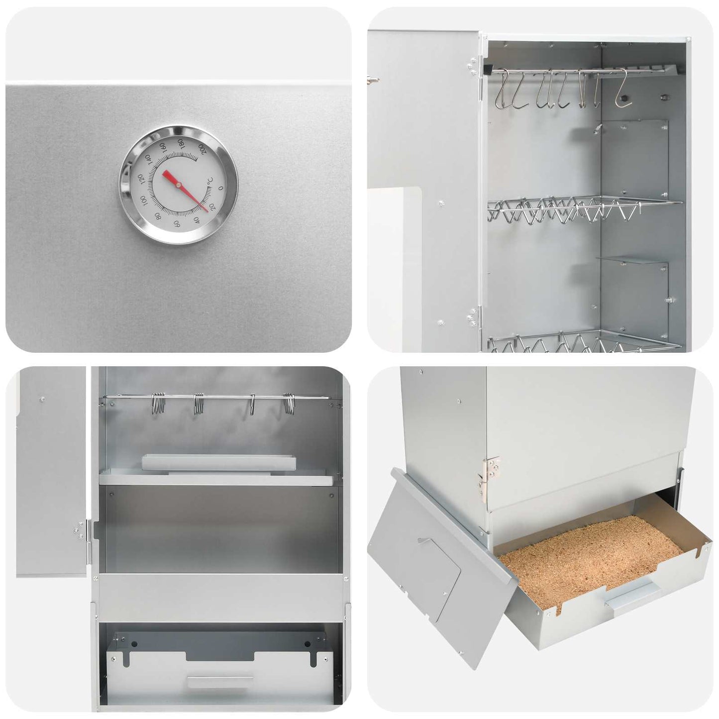 Räucher Ofen 3 Stk. 44,5 x 29 x 110 cm Verzinkter Stahl Silber