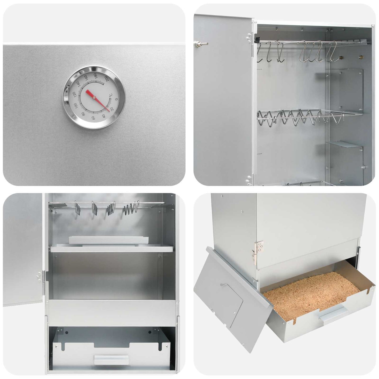 Räucher Ofen 3 Stk. 44,5 x 29 x 110 cm Verzinkter Stahl Silber