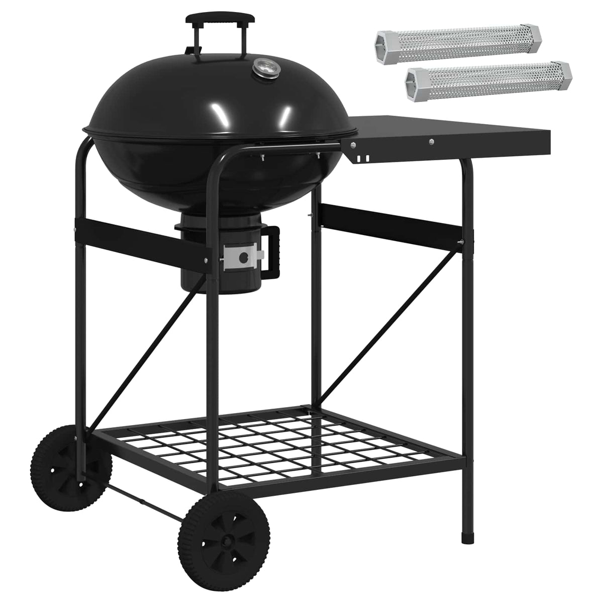 Holzkohlegrill mit Räuchertuben 91 x 71 x 107 cm Stahl Schwarz