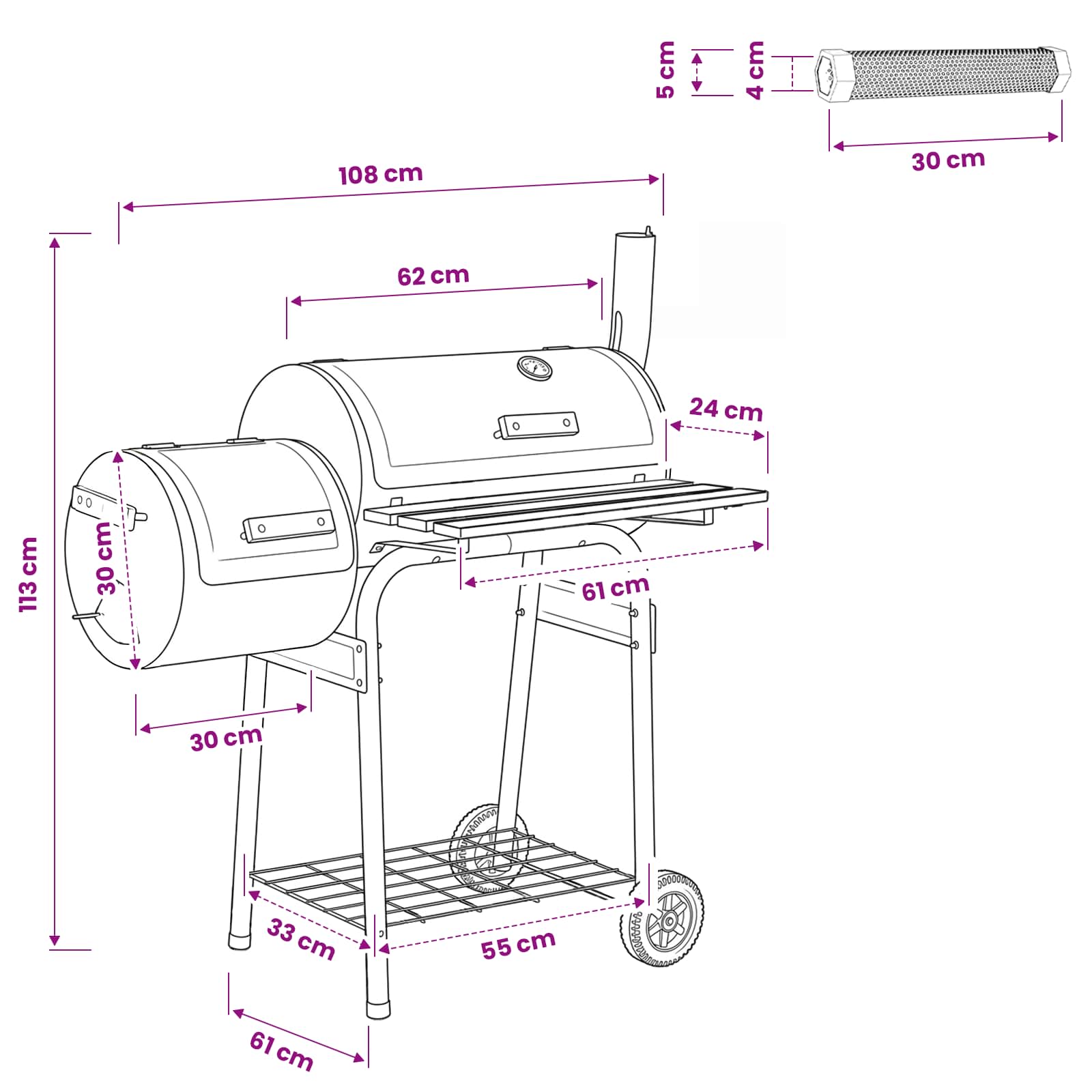 Outdoor Grill 103 x 60 x 113 cm Stahl Schwarz