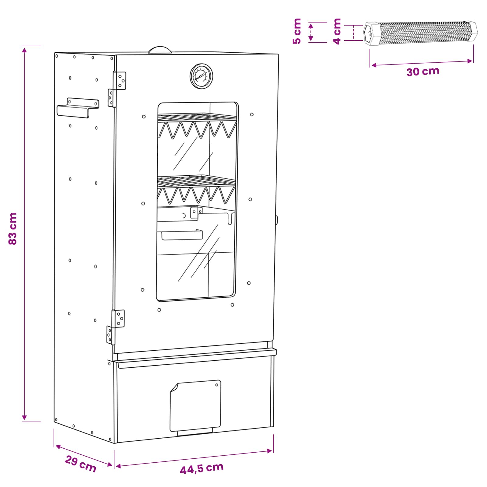 Cold Smoker mit Rauchtube 44,5 x 29 x 83 cm Verzinkter Stahl