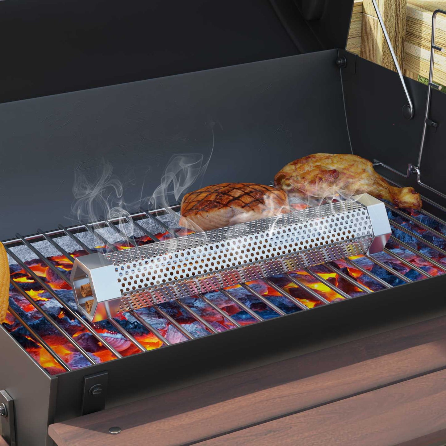 Outdoor Grill Ø 40 x 80 cm Stahl Schwarz