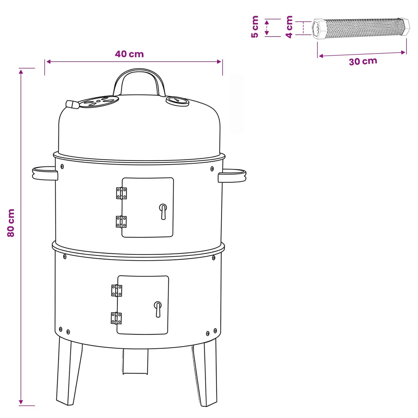 Outdoor Grill Ø 40 x 80 cm Stahl Schwarz