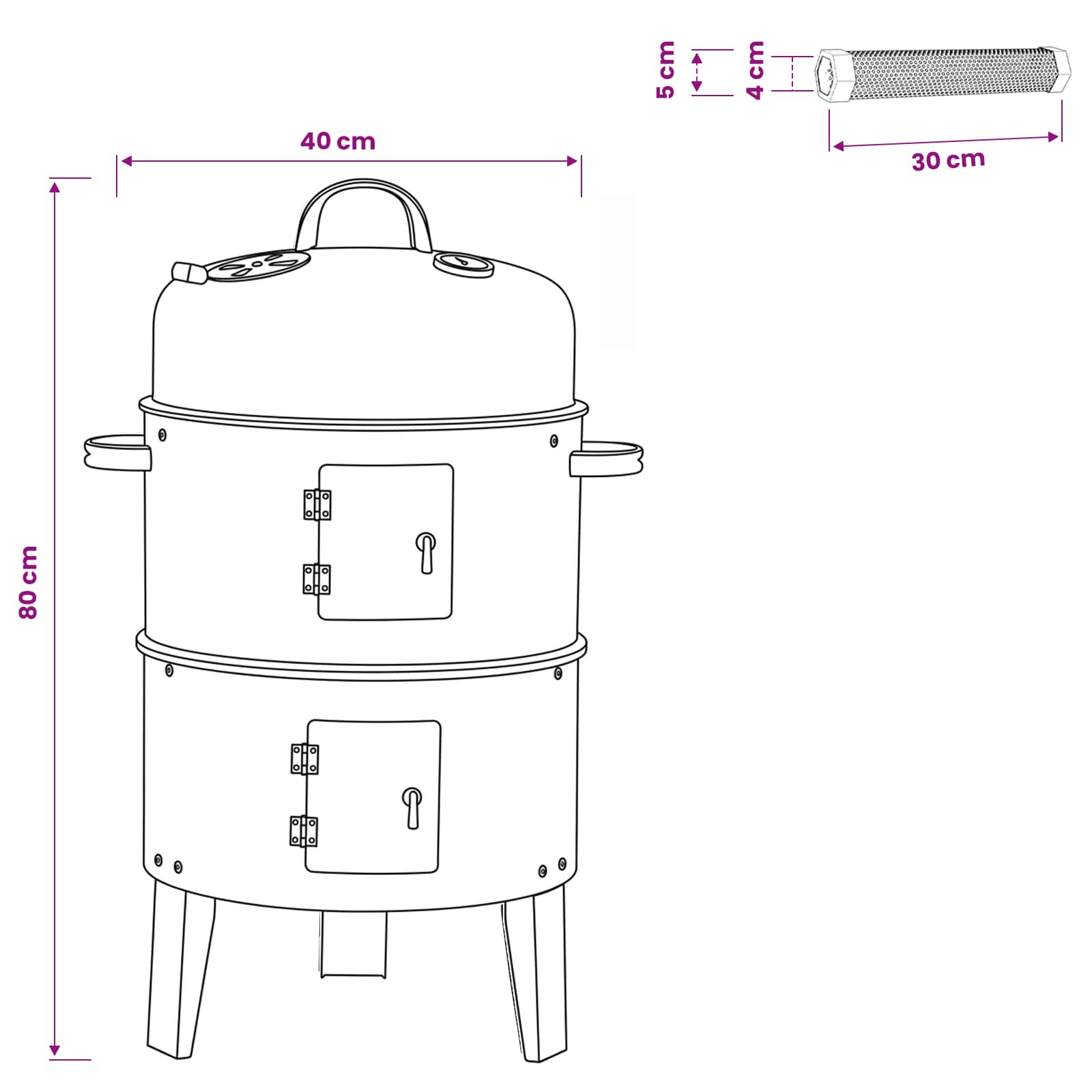 Outdoor Grill Ø 40 x 80 cm Stahl Schwarz