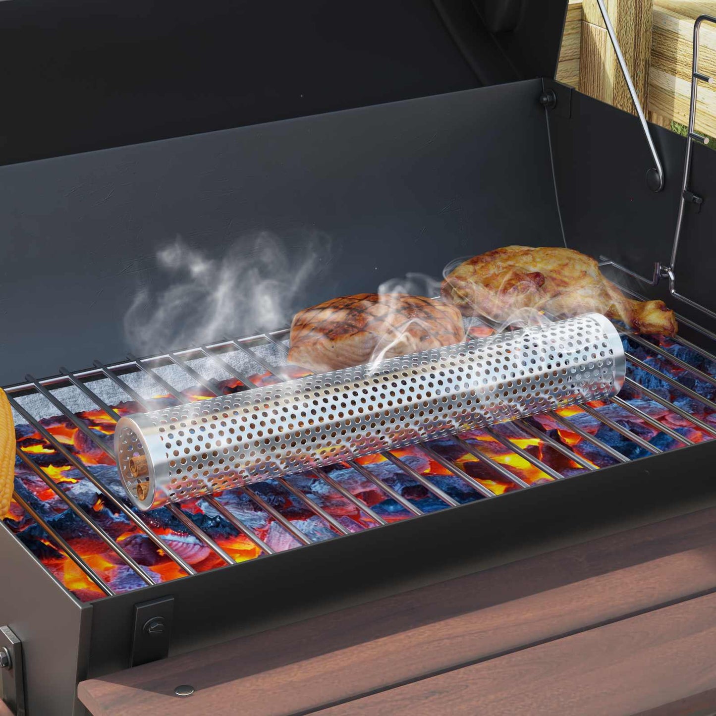 Holzkohlegrill 75 x 48 x 120 cm Silber