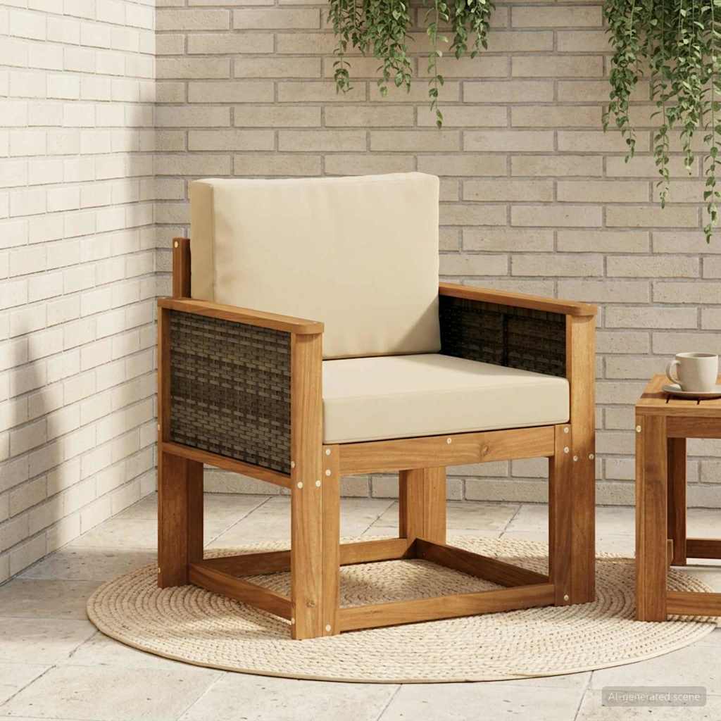 Outdoor Mittelsofa Massivholz Akazie Natur