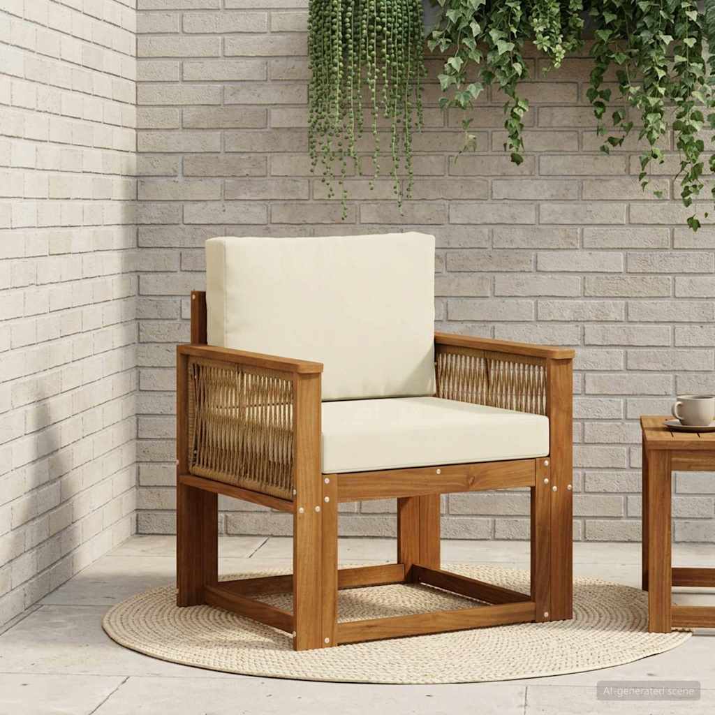 Outdoor Mittelsofa Massivholz Akazie Natur