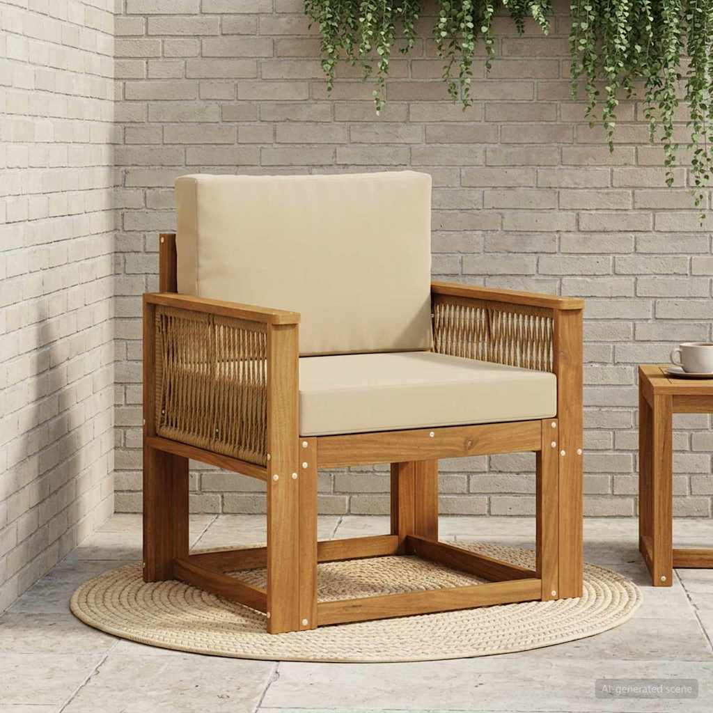 Outdoor Mittelsofa Massivholz Akazie Natur