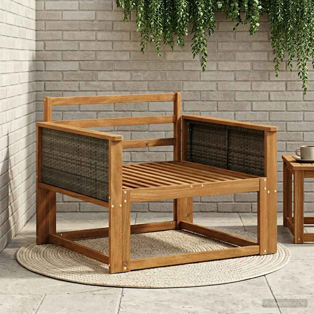 Outdoor Mittelsofa Massivholz Akazie Natur