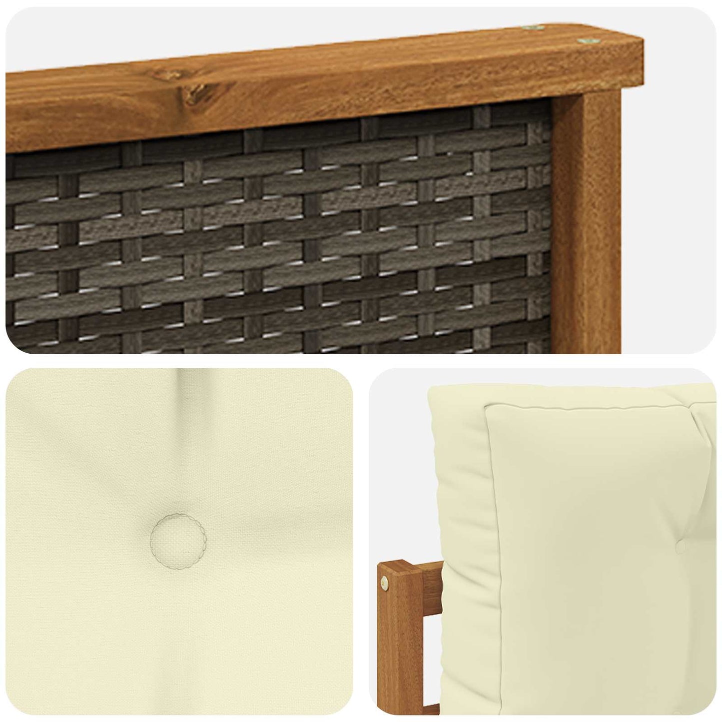 Outdoor Mittelsofa Massivholz Akazie Natur