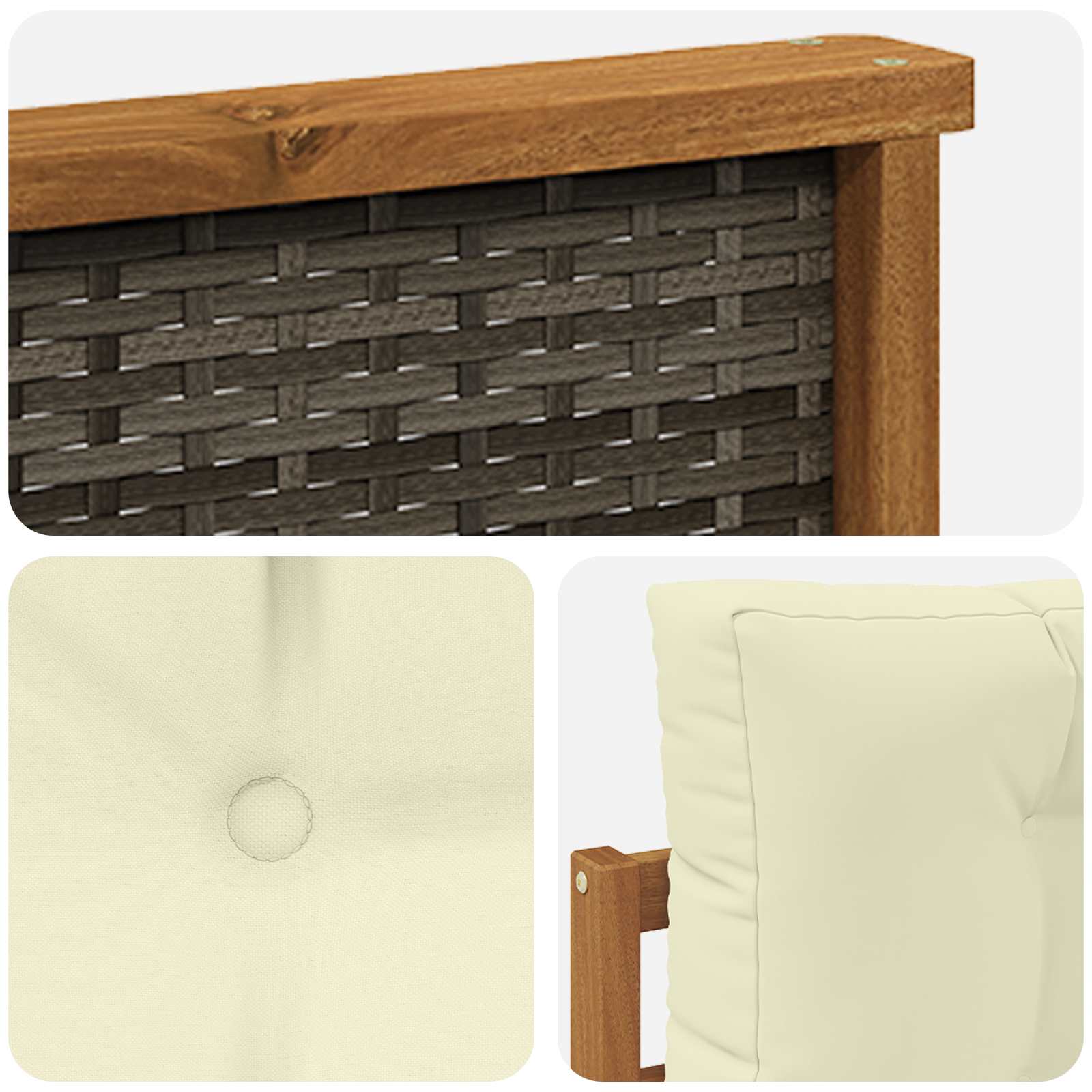 Outdoor Mittelsofa Massivholz Akazie Natur