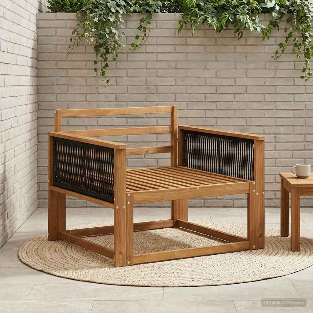 Outdoor Mittelsofa Massivholz Akazie Natur