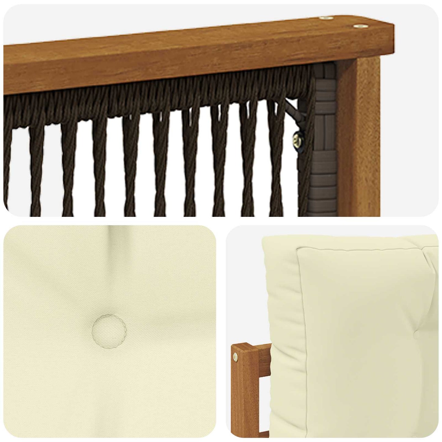 Outdoor Mittelsofa Massivholz Akazie Natur