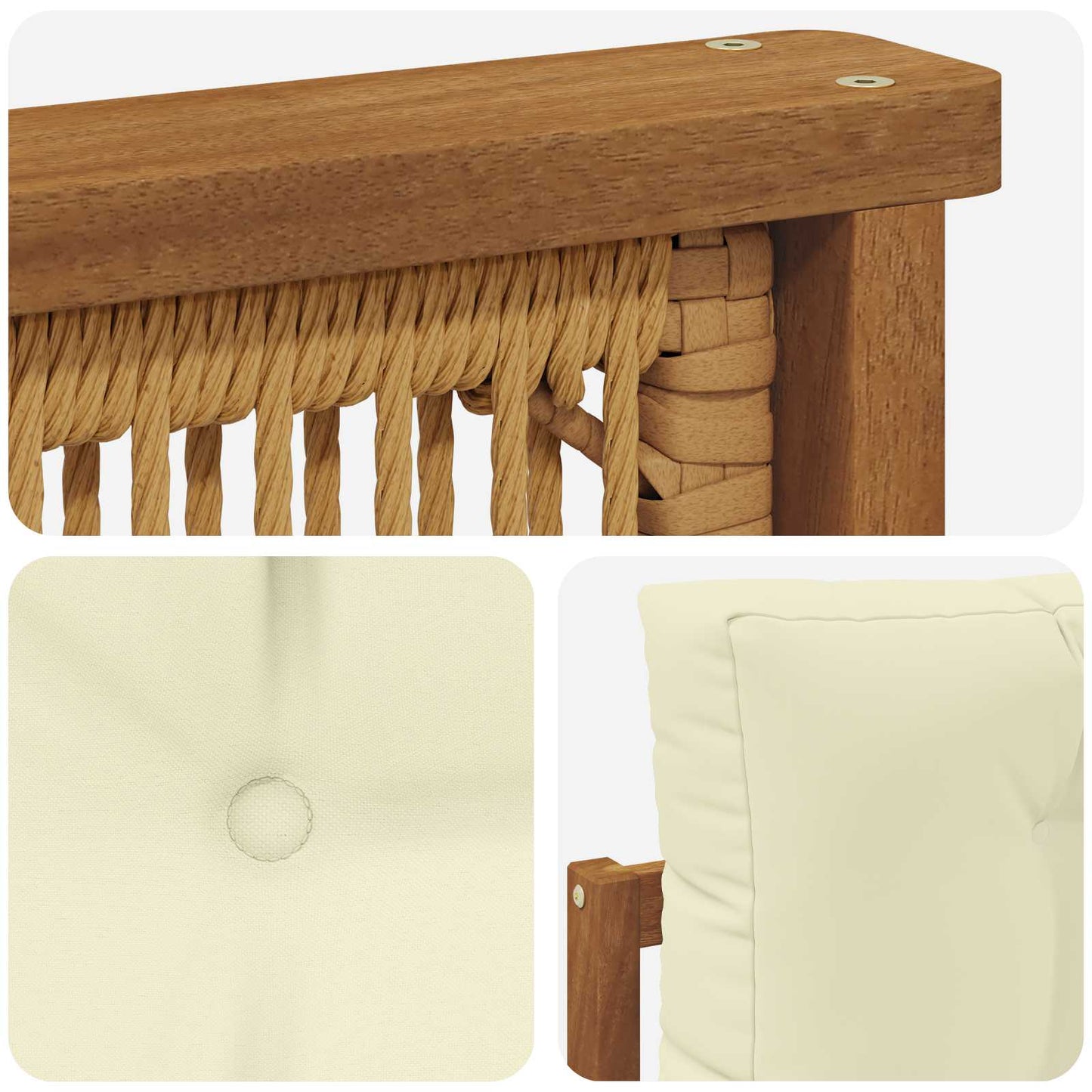 Outdoor Mittelsofa Massivholz Akazie Natur