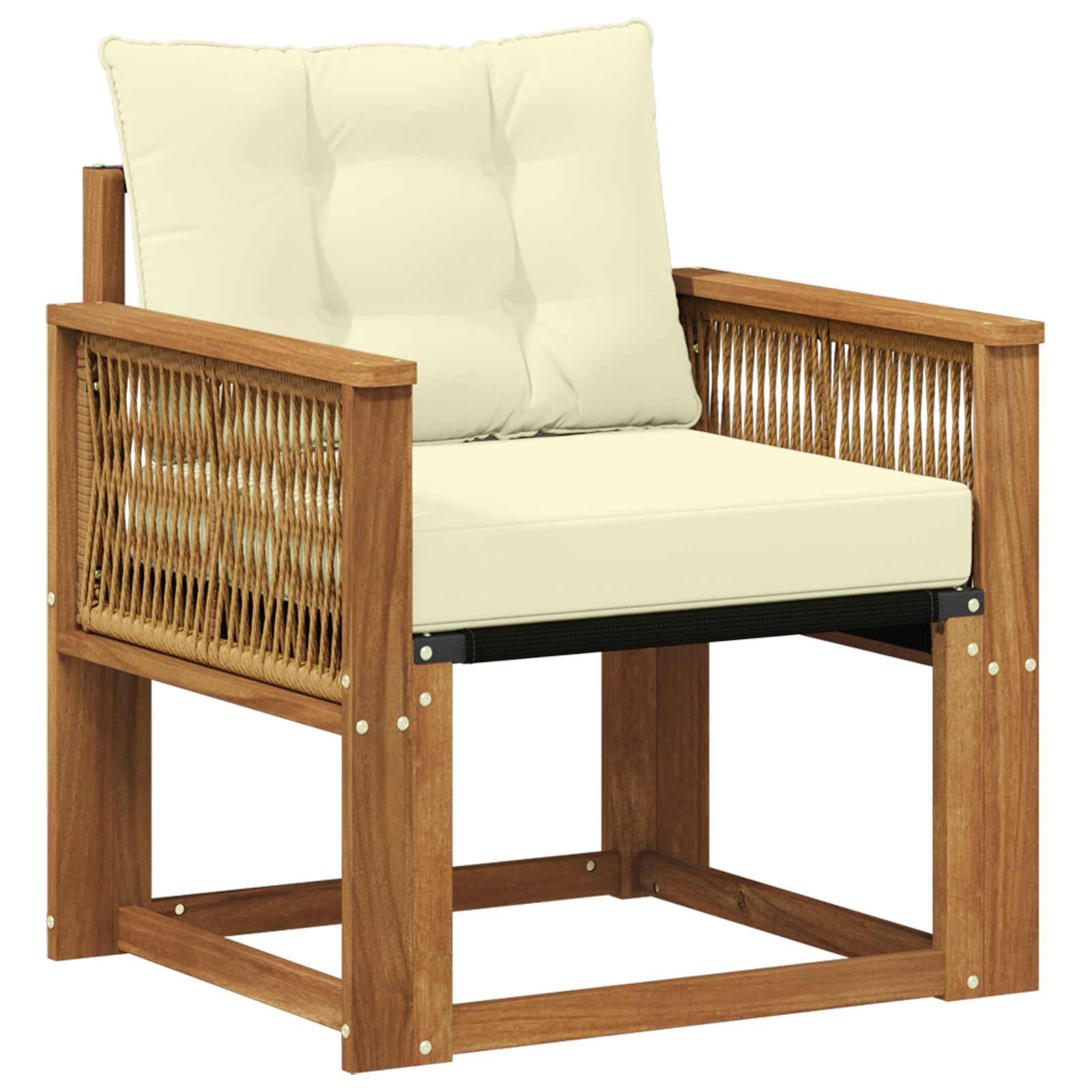 Outdoor Mittelsofa Massives Akazienholz und Textilene Natur