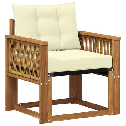 Outdoor Mittelsofa Massives Akazienholz und Textilene Natur