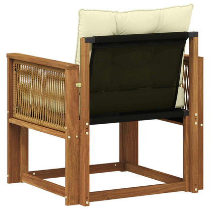 Outdoor Mittelsofa Massives Akazienholz und Textilene Natur