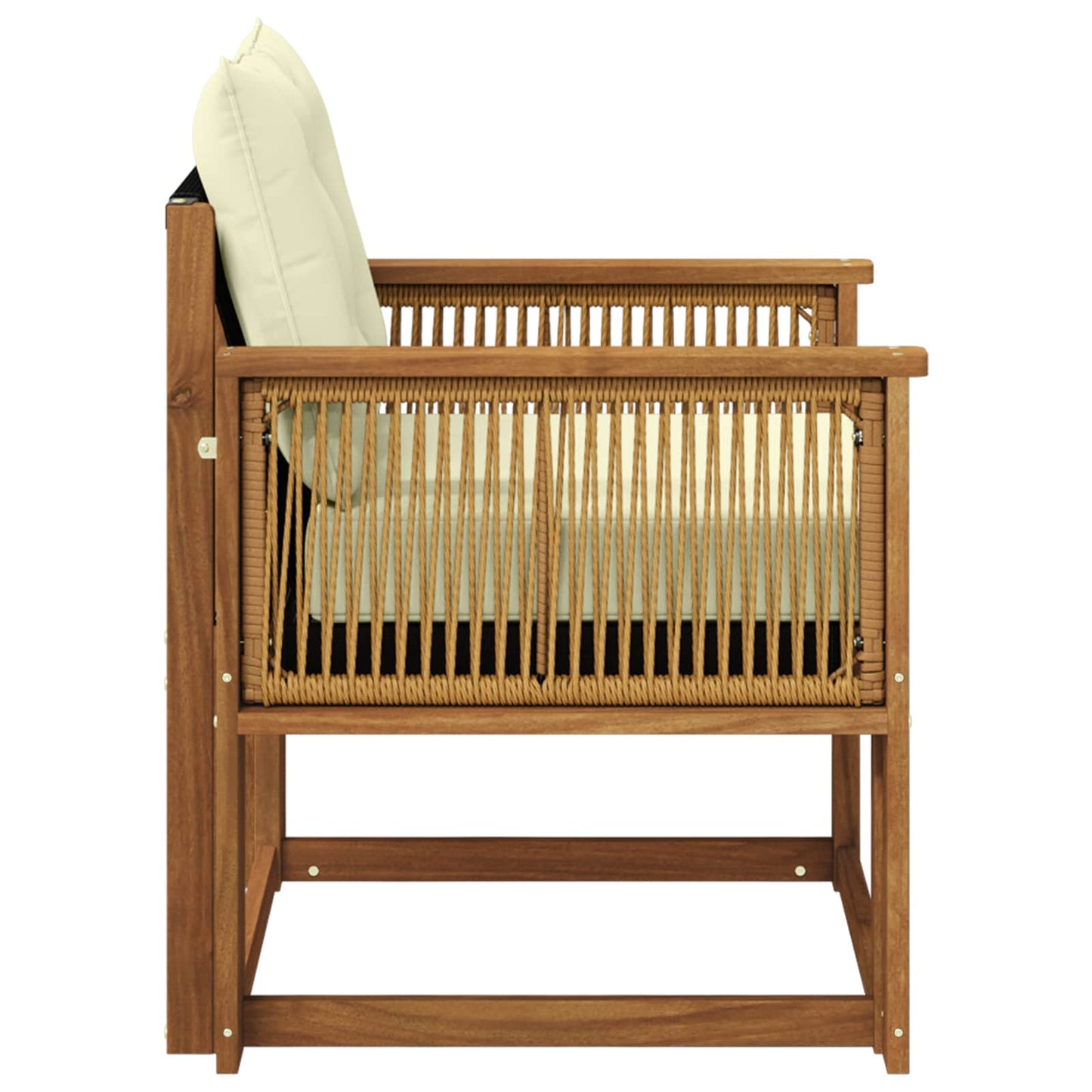 Outdoor Mittelsofa Massives Akazienholz und Textilene Natur