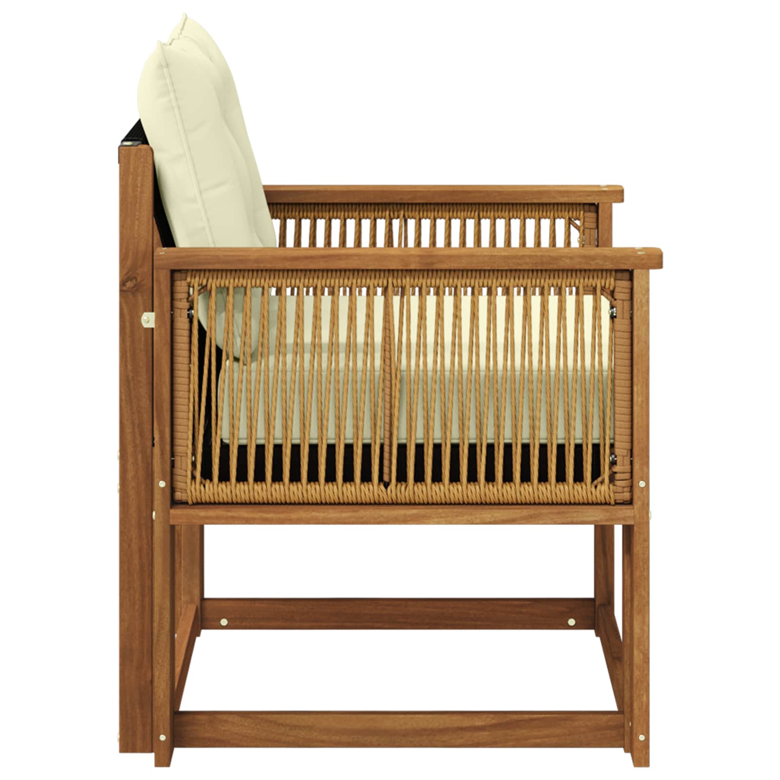Outdoor Mittelsofa Massives Akazienholz und Textilene Natur