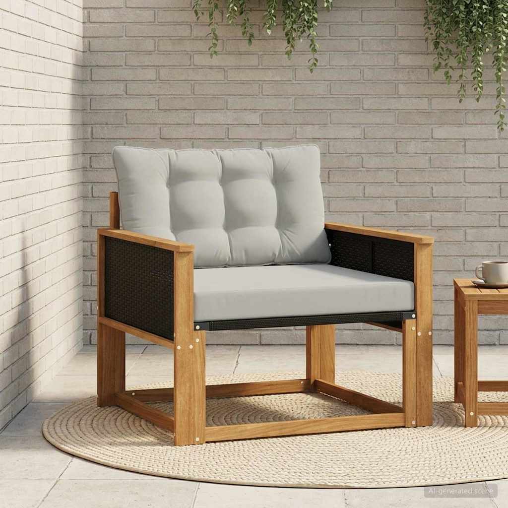 Outdoor-Sofagarnitur Massives Akazienholz und Textilene Natur