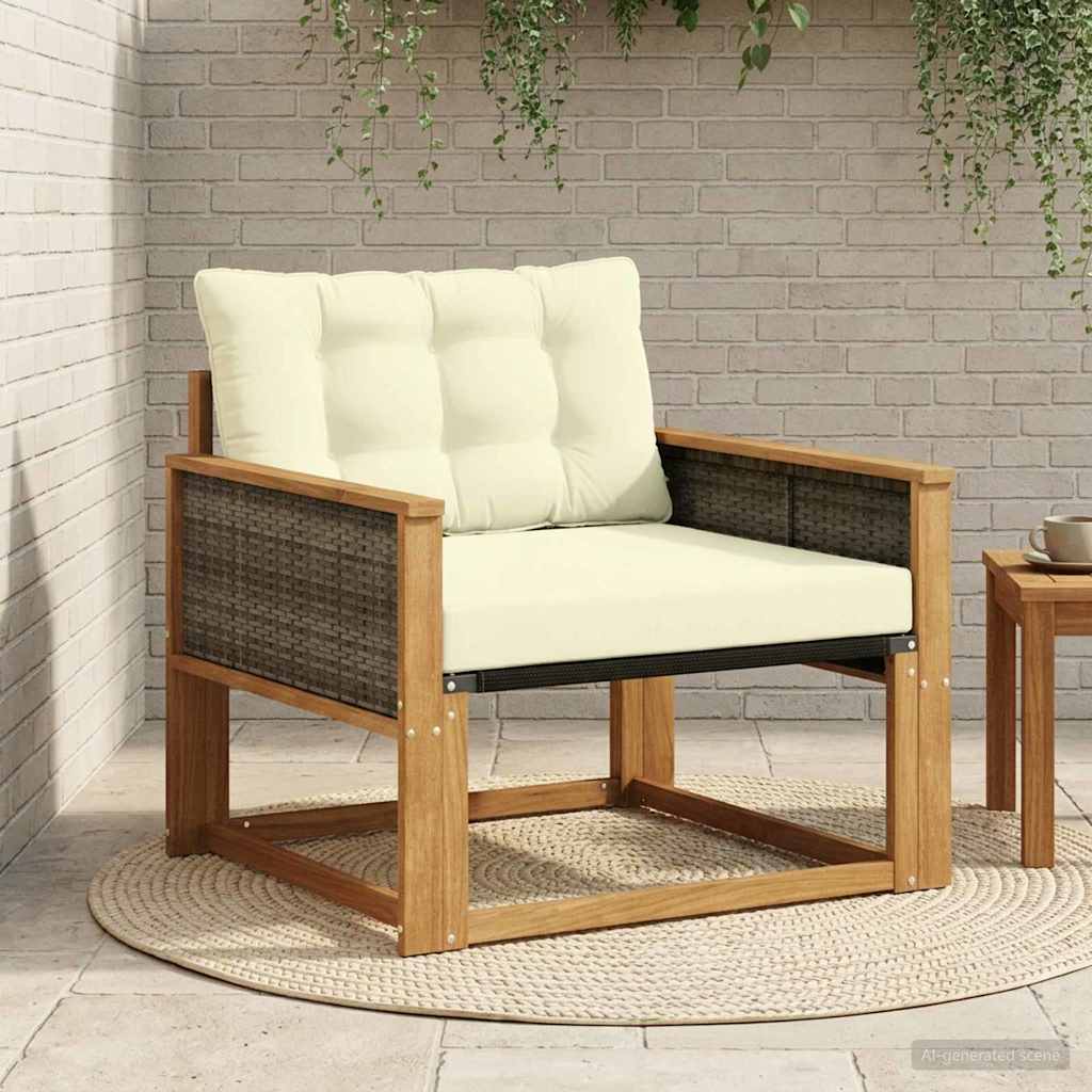 Outdoor-Sofagarnitur Massives Akazienholz und Textilene Natur
