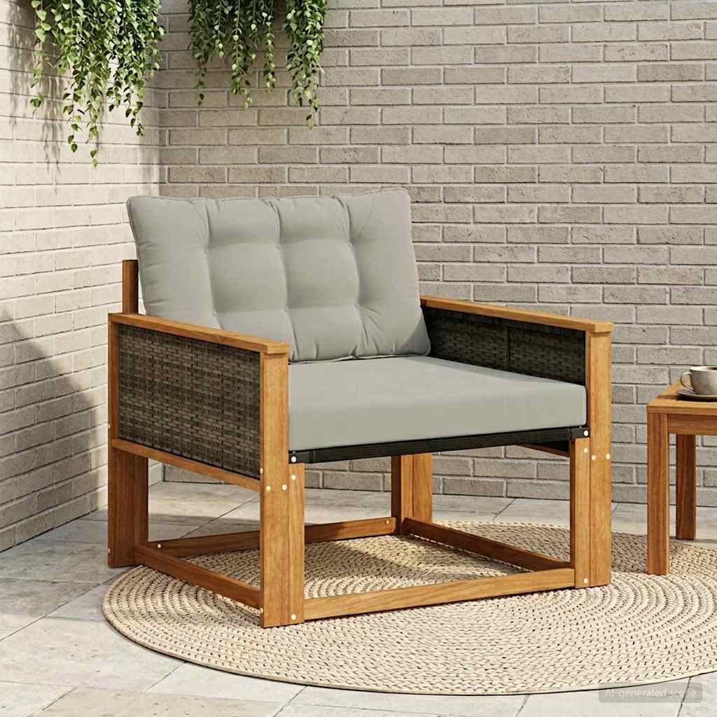 Outdoor-Sofagarnitur Massives Akazienholz und Textilene Natur