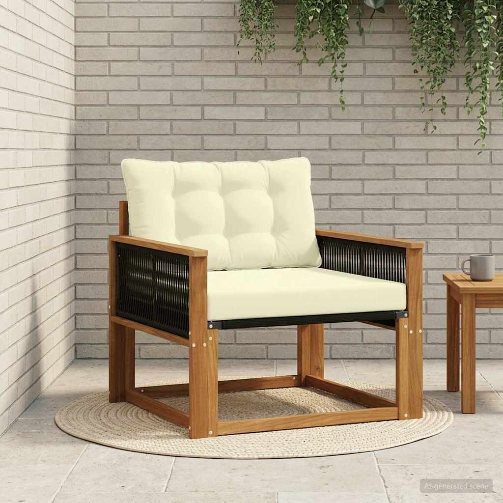 Outdoor-Sofagarnitur Massives Akazienholz und Textilene Natur