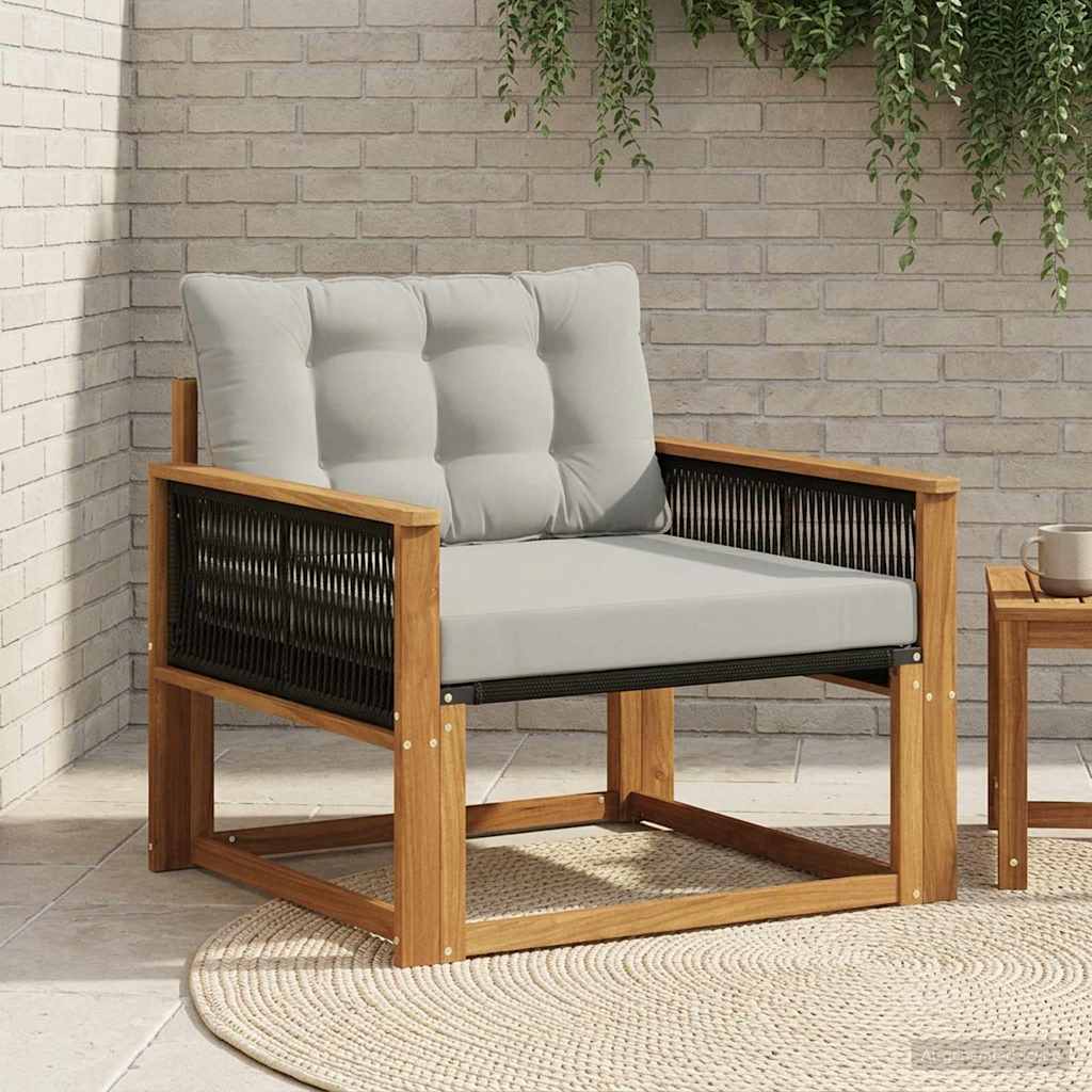 Outdoor-Sofagarnitur Massives Akazienholz und Textilene Natur