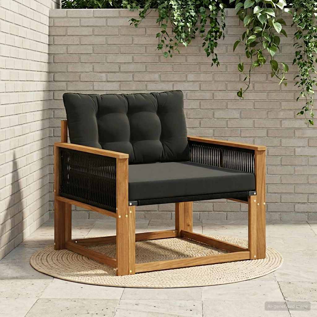 Outdoor-Sofagarnitur Massives Akazienholz und Textilene Natur