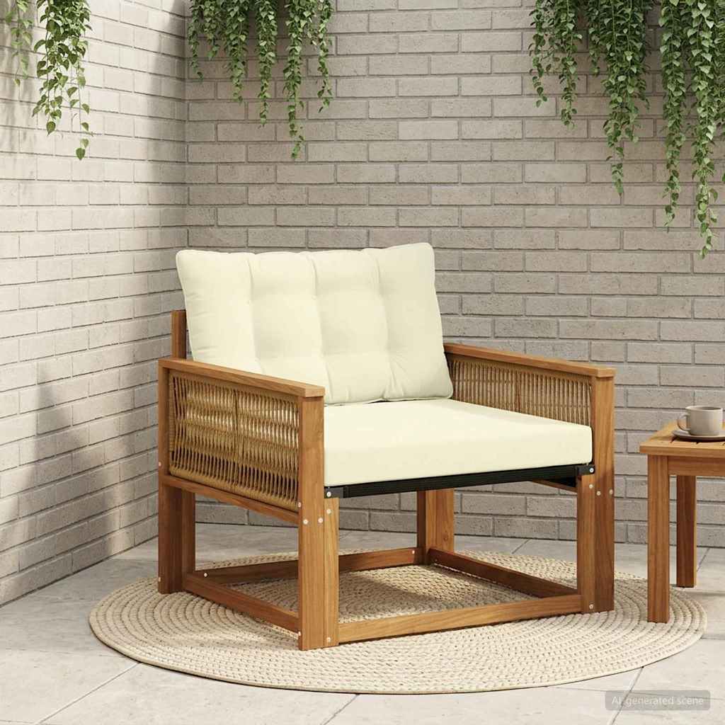 Outdoor-Sofagarnitur Massives Akazienholz und Textilene Natur