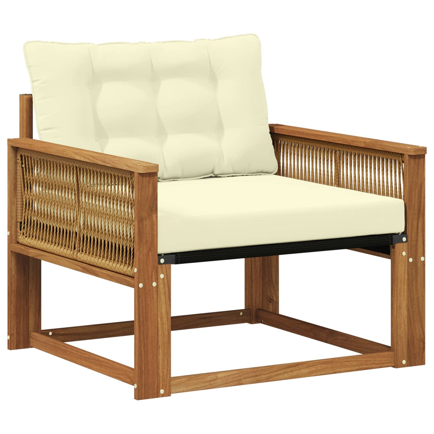 Outdoor-Sofagarnitur Massives Akazienholz und Textilene Natur