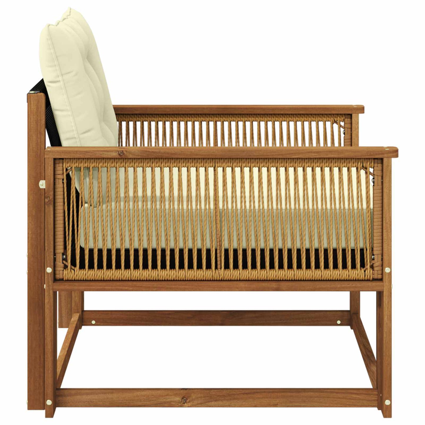 Outdoor-Sofagarnitur Massives Akazienholz und Textilene Natur