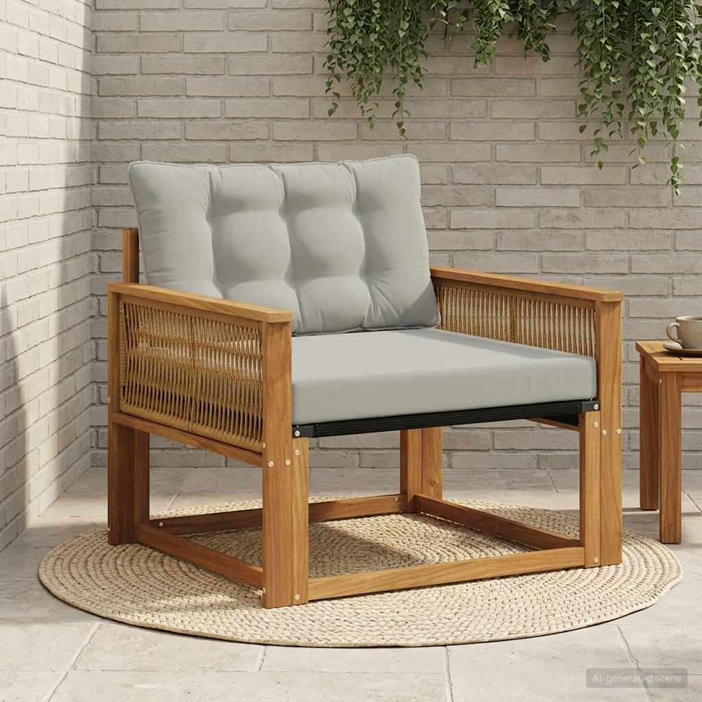 Outdoor-Sofagarnitur Massives Akazienholz und Textilene Natur