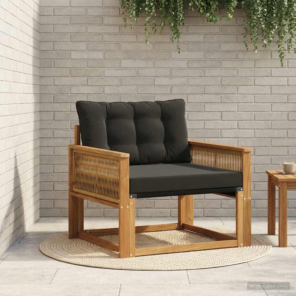 Outdoor-Sofagarnitur Massives Akazienholz und Textilene Natur