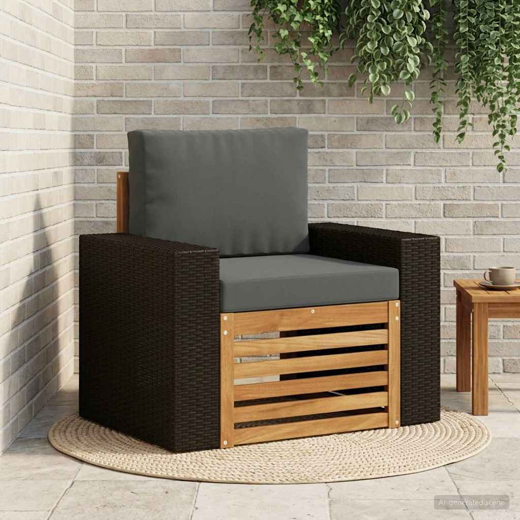Outdoor Mittelsofa Massivholz Akazie Natur