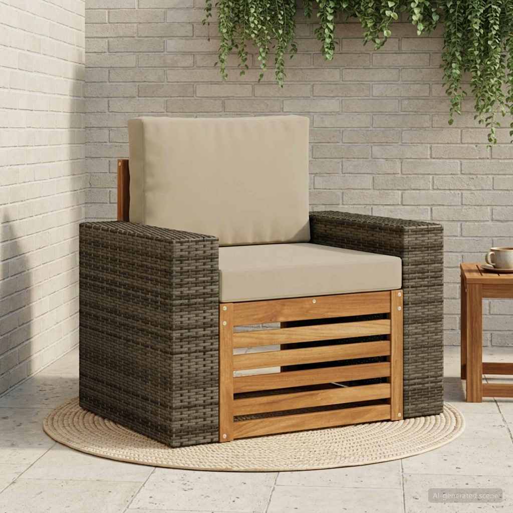 Outdoor Mittelsofa Massivholz Akazie Natur
