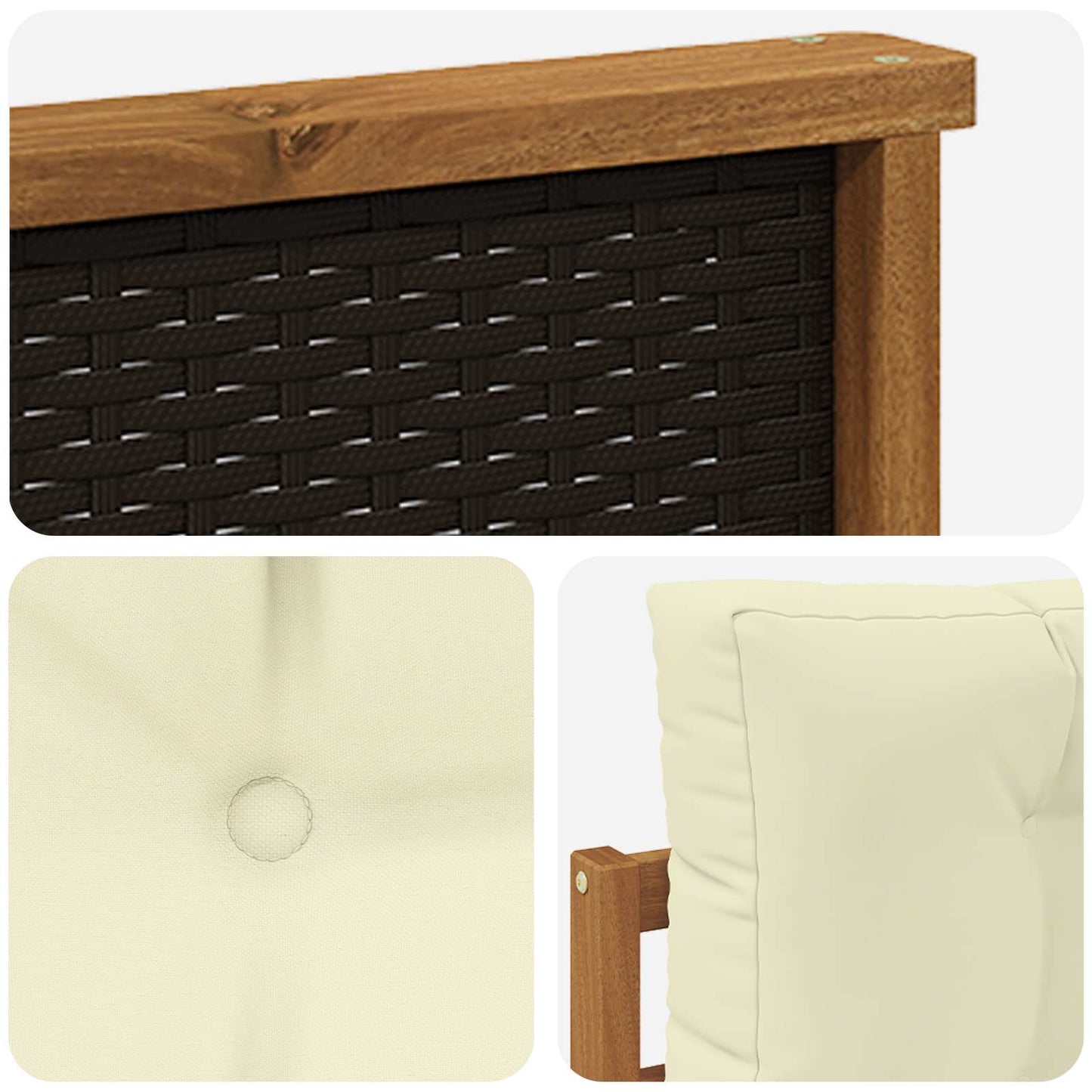 Outdoor Mittelsofa Massivholz Akazie Natur