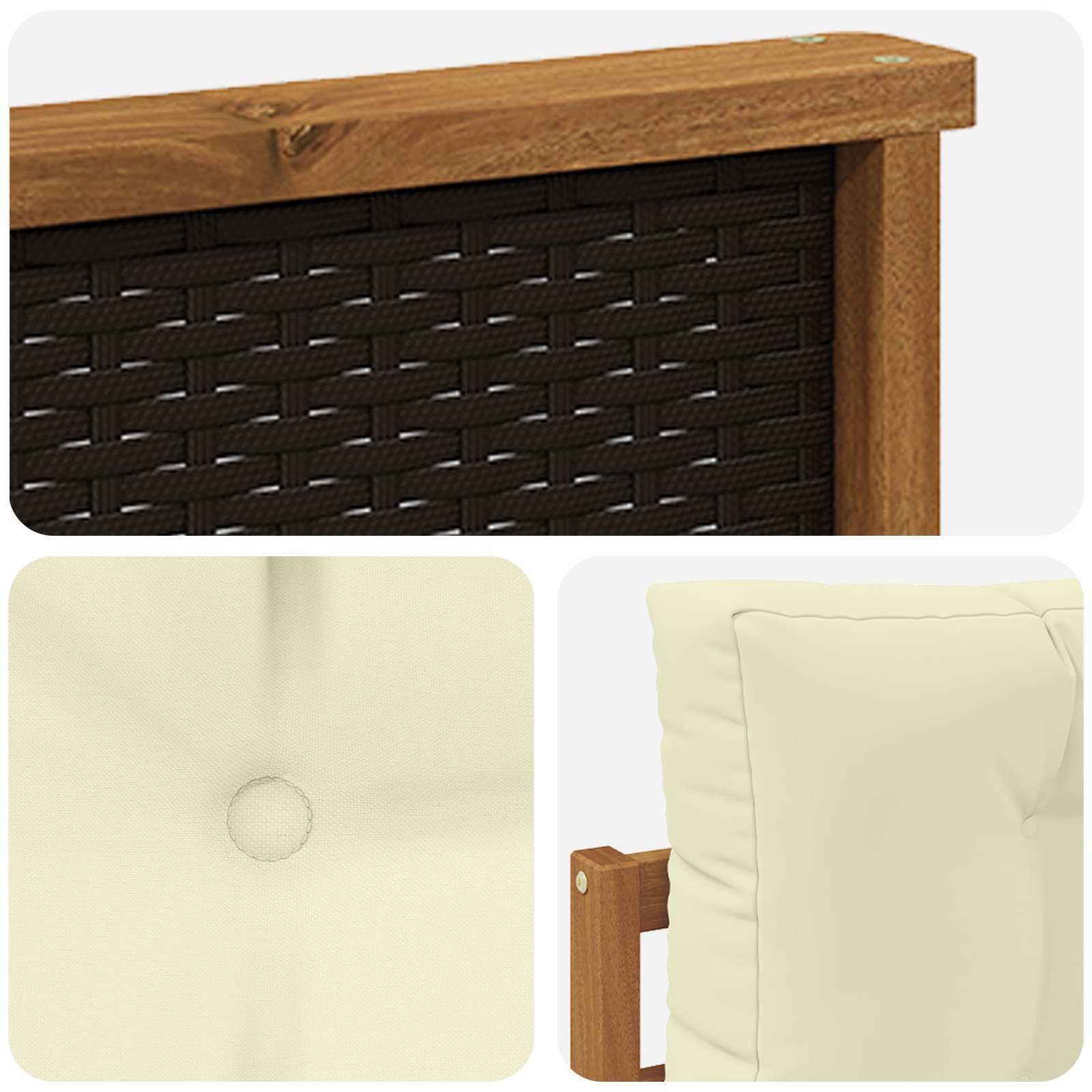 Outdoor Mittelsofa Massivholz Akazie Natur