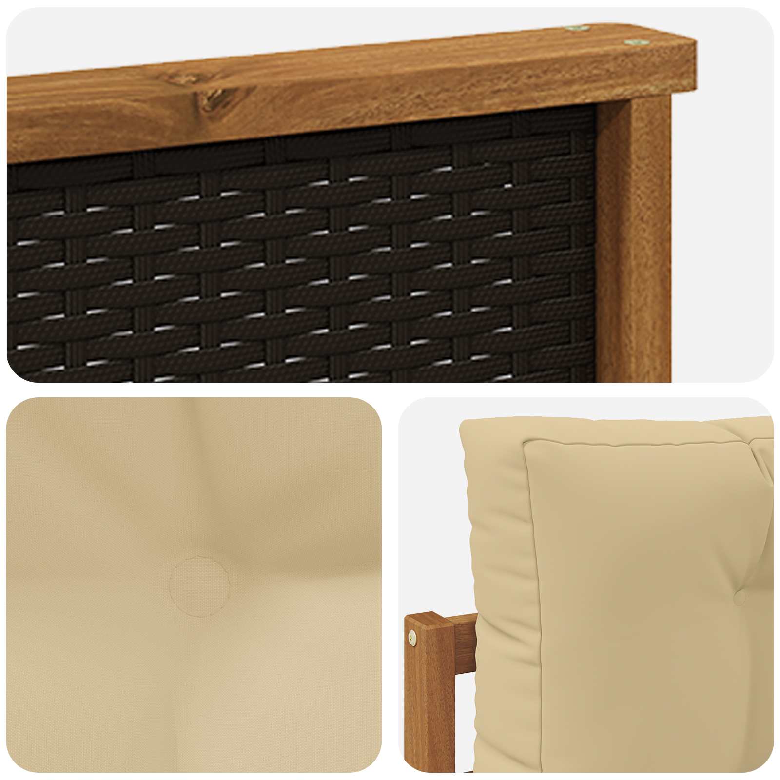 Outdoor Mittelsofa Massivholz Akazie Natur
