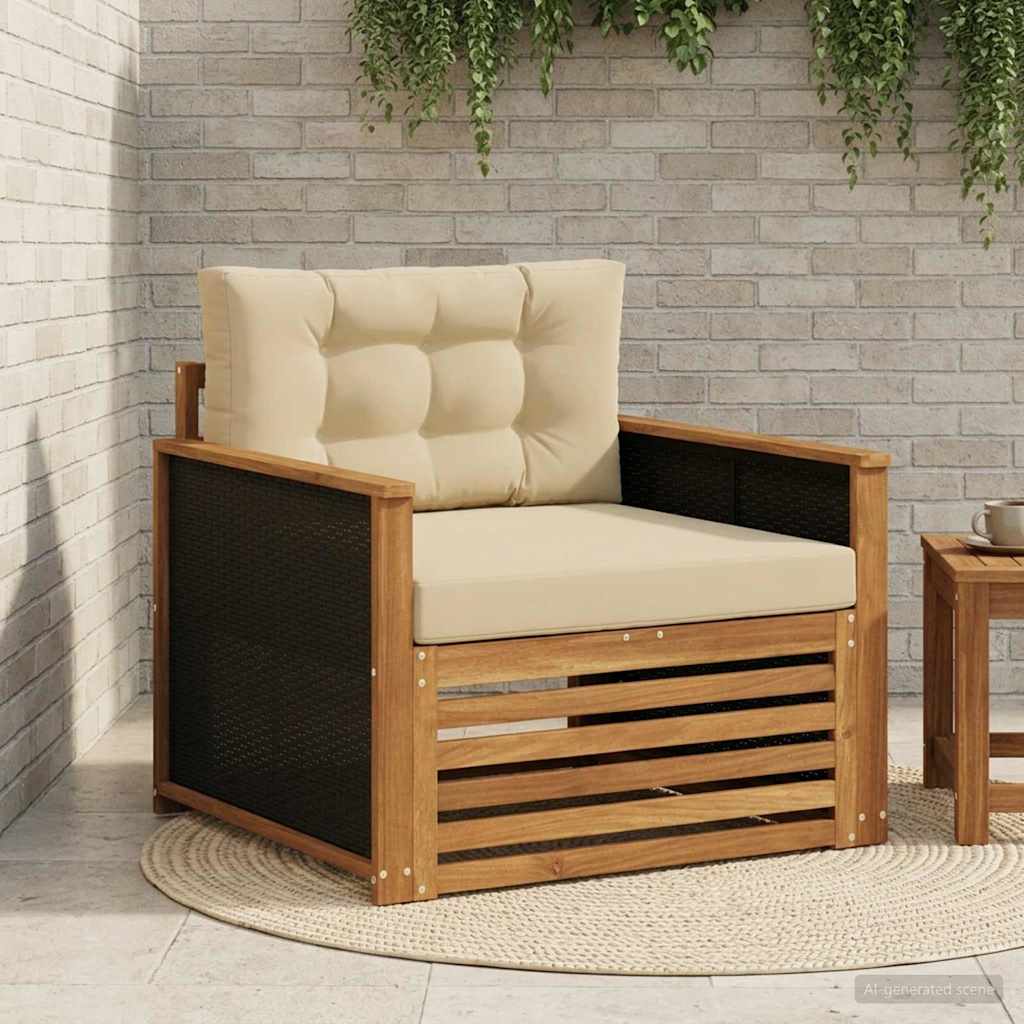 Outdoor Mittelsofa Massivholz Akazie Natur