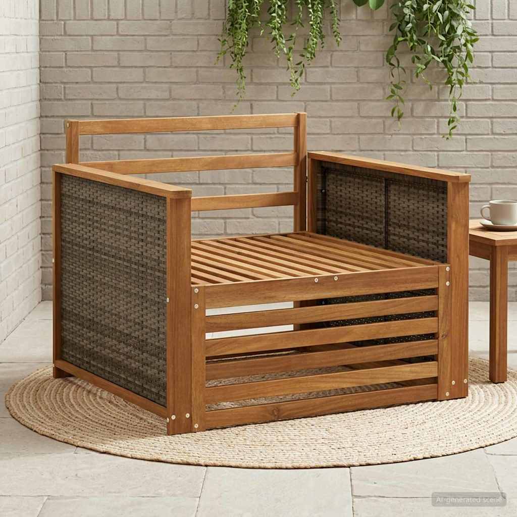 Outdoor Mittelsofa Massivholz Akazie Natur