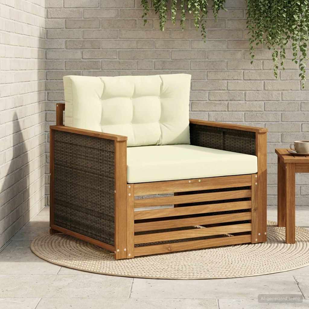Outdoor Mittelsofa Massivholz Akazie Natur